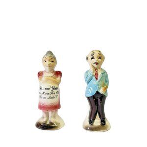 Salt And Pepper Shakers Cute Old Couple For Old Times Sake Vintage Japan